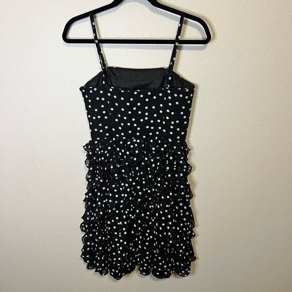 WHBM Black and White Polka Dot Ruffle Mini Dress Size 4 - Picture 3 of 5